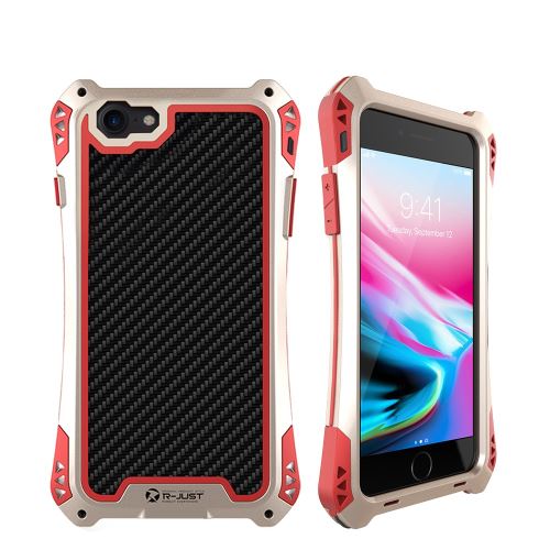 Coque en TPU Hybride complet en fibre de carbone antichoc Or rouge pour votre Apple iPhone 7/8