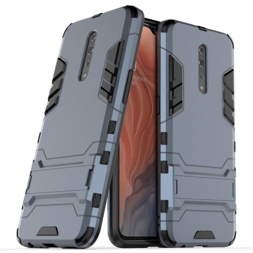 Coque en TPU hybride avec béquille bleu foncé pour votre Oppo Reno Z