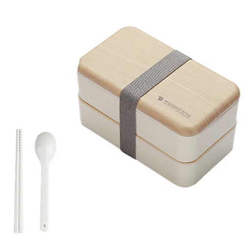Micro-Ondes Boîte à Lunch Japonaise en Bois Bento Box 2 Couche de Stockage de Conteneurs Nouveau CFYP797
