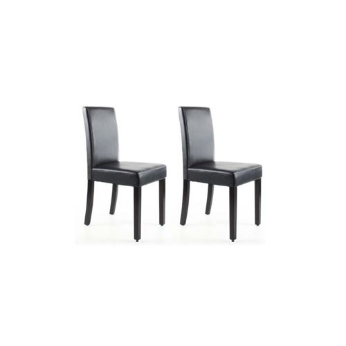 Clara Lot De 2 Chaises De Salle A Manger - Simili Marron - Classique - L 43 X P 45 Cm