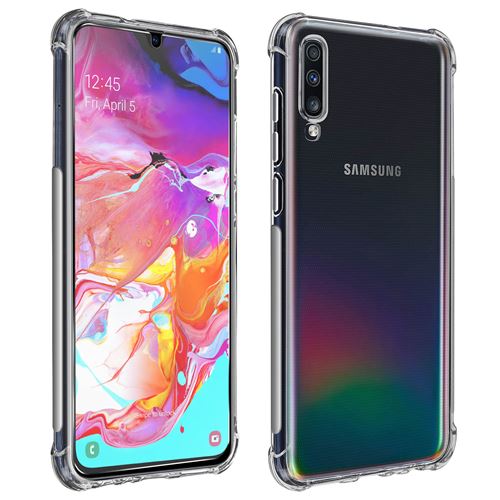 Avizar Pack Protection pour Samsung Galaxy A70 Coque Souple + Film Verre Trempé 9H Transparent