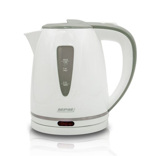 Mpm Blanc Bouilloire Électrique 1 Litre, Sans Bpa, Résistance Cachée Sans Fil 360º, Mcz-64, 1200, - Image 1