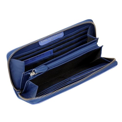 Portefeuille femme en cuir véritable CANAL SAINT MARTIN Viquel Cuir Bleu -  Portefeuille - Achat & prix