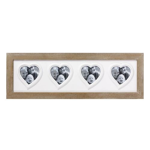Cadre photo multivues Love 66x22 cm 4 vues, Bois massif - marque française