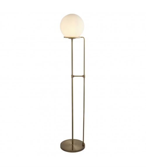 Lampadaire Sphere, laiton antique et verre