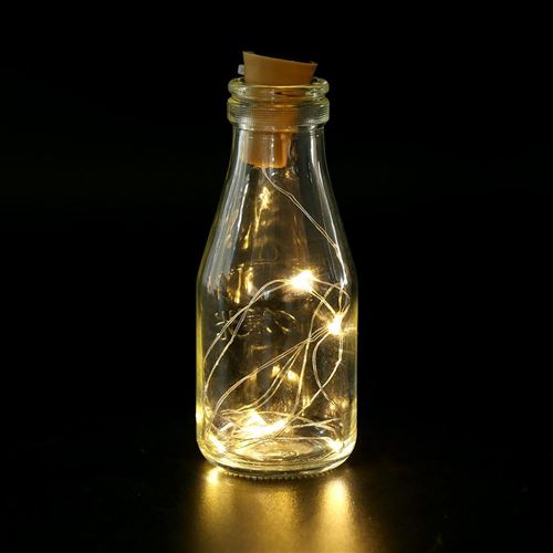 4pcs solaire bouteille en forme de liège chaîne lumière 10 LED nuit lampe fête festival décor chaud blanc