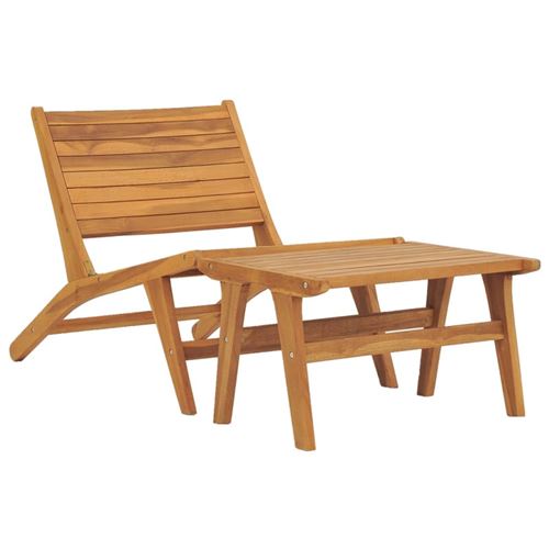 Vidaxl - Chaise de jardin avec repose-pied Bois de teck solide n/a