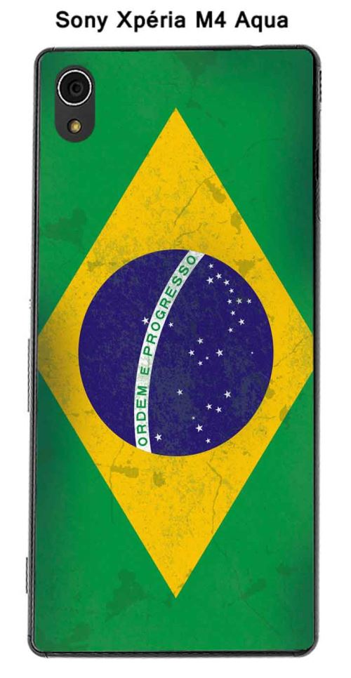 Coque Drapeau Brésil vintage pour Sony Xpéria M4 Aqua
