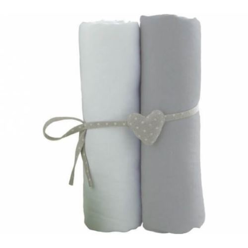 Lot de 2 draps housse blanc / gris 70 x 140 cm - babycalin
