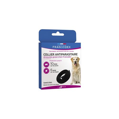 Collier Antiparasitaire Dimpylate 50 cm Pour Chiens couleur noir