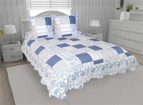 Soleil d'ocre Arles Couvre Lit Boutis Matelassé avec 2 Taies d'Oreiller, Polyester, Multicolore, 240x220x1 cm