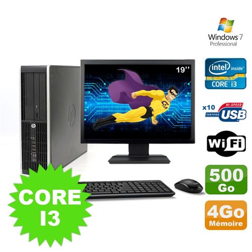 Pc hp compaq elite 8100 sff core i3-530 4go 500go dvd wifi w7 ecran 19'