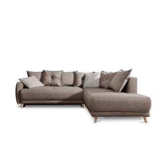 BOBOCHIC LENA - Canapé scandinave d'angle droit - convertible - 236x90x190cm - Café latte - 1