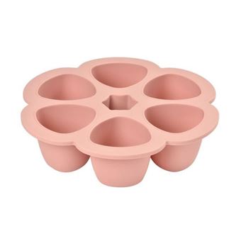 BEABA Multiportions en silicone de qualité premium, résistance thermique, couvercle hermétique, Fabriqué en Italie, 6x150 ml rose - 1