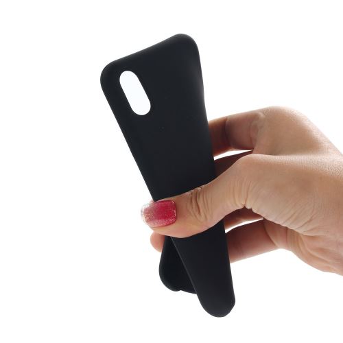 Coque en silicone liquide enroulé sur les bords noir pour votre Apple iPhone XR 6.1 pouces