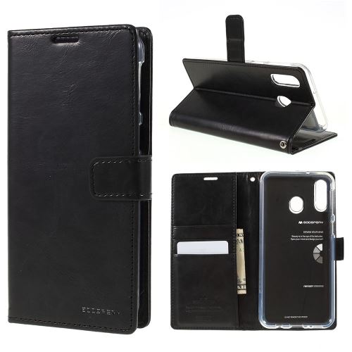 Etui en PU lune bleue noir pour votre Samsung Galaxy M20