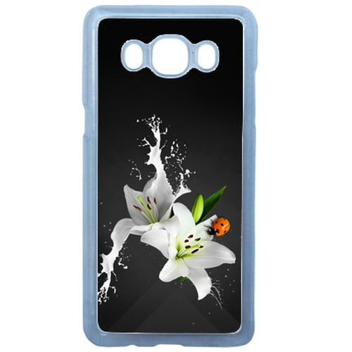 Coque Lys Blanc Coccinelle Sur Fond Gris Compatible Samsung Galaxy J3 2016 Transparent