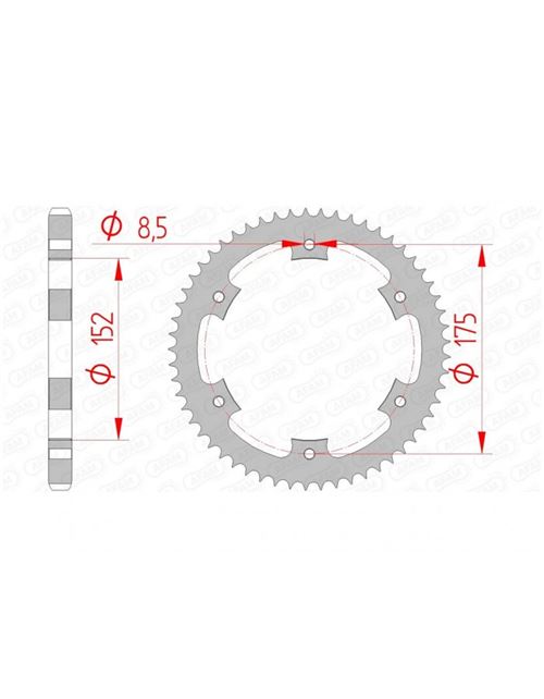 Couronne AFAM 53 dents acier standard pas 428 type 12207