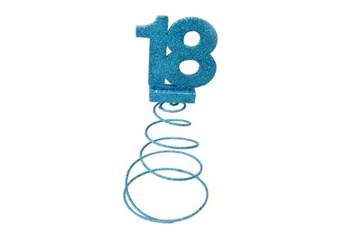 Lot de 10 Centres de table pour anniversaire 18 ans - turquoise pailletée