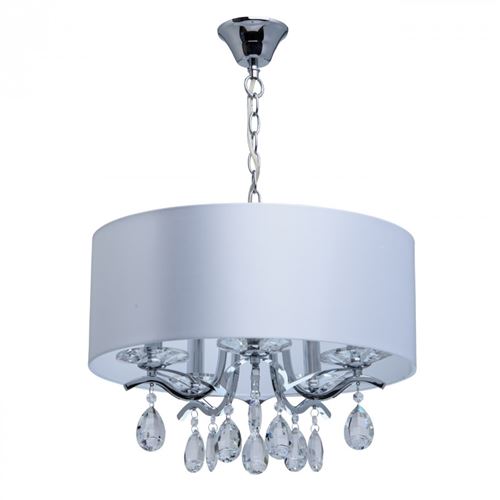 Suspension chromée Elegance 5 ampoules 74 Cm