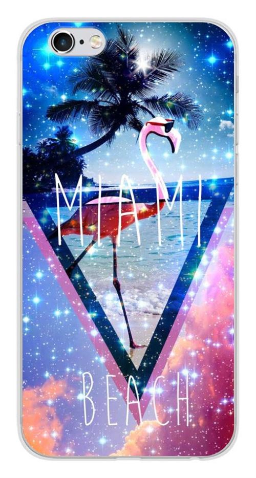 Coque en silicone imprimée compatible iPhone 6 Plus iPhone 6S Plus Miami beach