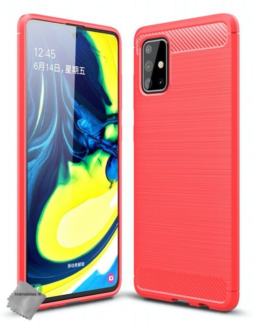Coque silicone gel carbone pour Samsung Galaxy A71 avec film ecran - ROUGE