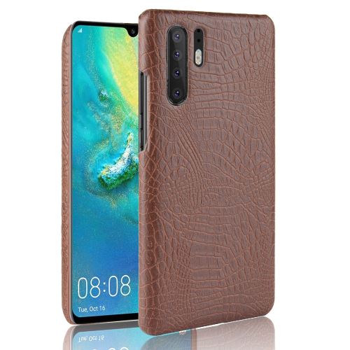 Etui en PU crocodile marron pour votre Huawei P30 Pro