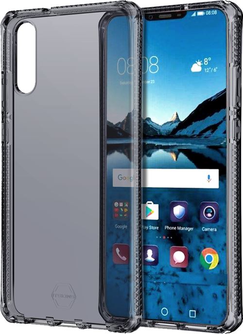 Coque semi-rigide itskins spectrum noire translucide pour huawei p20