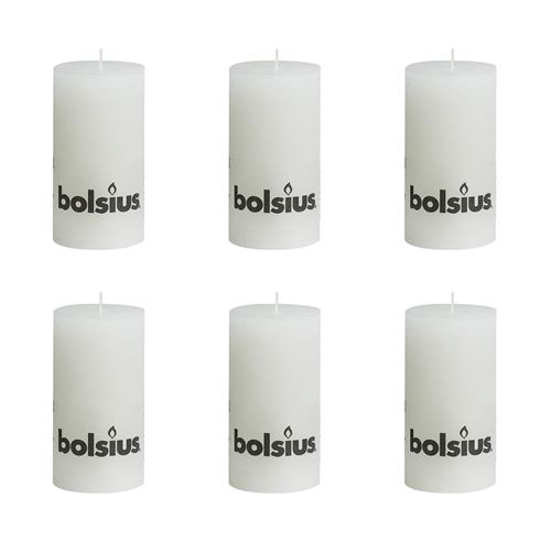 Lot de 6 bougies 130 x 68 mm blanc Bolsius