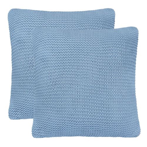 vidaXL Coussins 2 pcs Coton tricoté lourd 45 x 45 cm Bleu clair