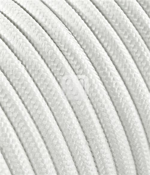 Câble électrique revêtu de tissu ronde coloré blanc 2 x 0,75 pour Lampadaires lampes-abat jour design. Made in Italy !