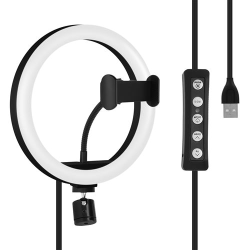 Anneau LED 3 Modes Éclairage Flexible Rotatif Support antidérapant - Blanc