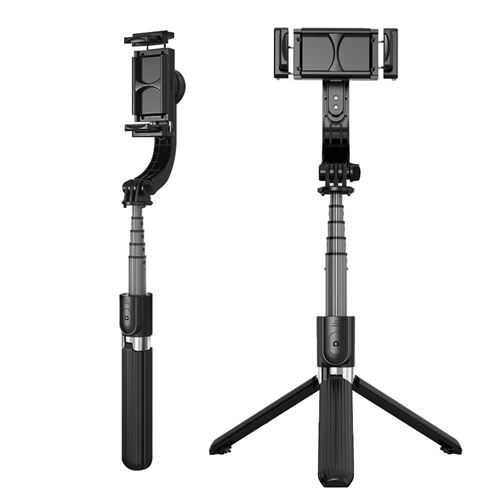 Perche Stabilisateur Smartphone avec Tr&eacute;pied int&eacute;gr&eacute; T&eacute;l&eacute;commande Bluetooth Noir