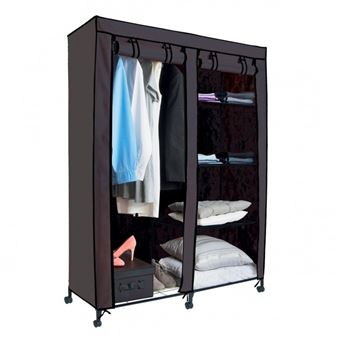 Armoire De Rangement 4 Etageres Et 1 Penderie Gris En Tissu