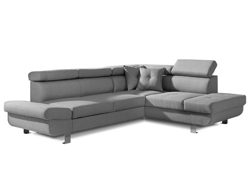 Lisbona - Canap&eacute; d'angle convertible - 5 places - Droit - Gris clair 