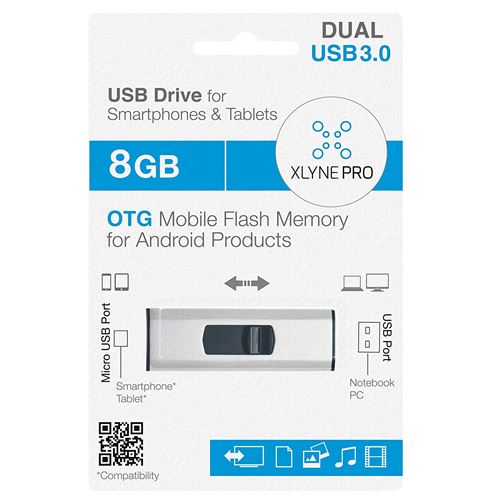 Xlyne USB 3.0 Flash Drive Mémoire pour PC/Smartphone/Tablette (Micro USB) 8 go