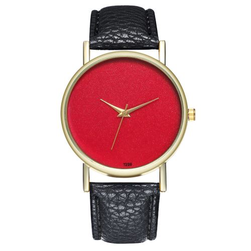 Véritable plaque rouge bracelet en cuir montre minimaliste dames montres pour hommes montre tendance tendance montre à quartz T228-Anoir