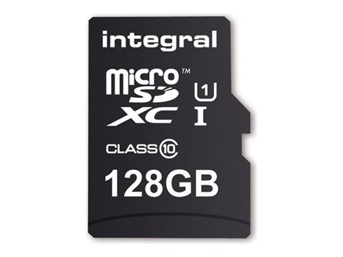 INTEGRAL - Carte Micro SDHC/XC mémoire 128GB avec adaptateur - Noir
