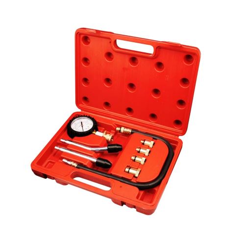 Set de 9 Pièces pour Tester La Compression, Coffret Compressiomètre, avec une mallette rouge, 6 pièces, Matériau: Acier C45