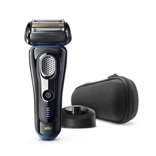 Braun Series 9 9242s Rasoir Electrique - Homme - Base De Recharge Et Pochette De Voyage - Noir Et Bleu