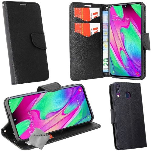 Housse etui coque pochette portefeuille pour Samsung Galaxy A20e avec film ecran - NOIR / NOIR