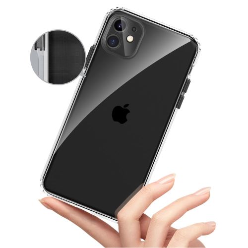 Coque en TPU clair antichoc souple bouton noir pour votre Apple iPhone 11 6.1 pouces