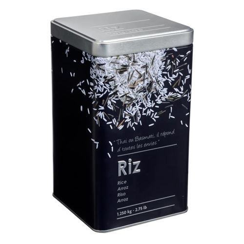 Boite alimentaire - Relief II - riz - 10.8 x 10.8 x 18.4 cm - Fer et étain - Noir