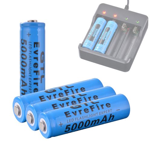 14€02 sur 4x batterie rechargeable li ion GTL 18650 3.7V 5000mAh pour lampe  torche LED RC1055 - Piles - Achat & prix