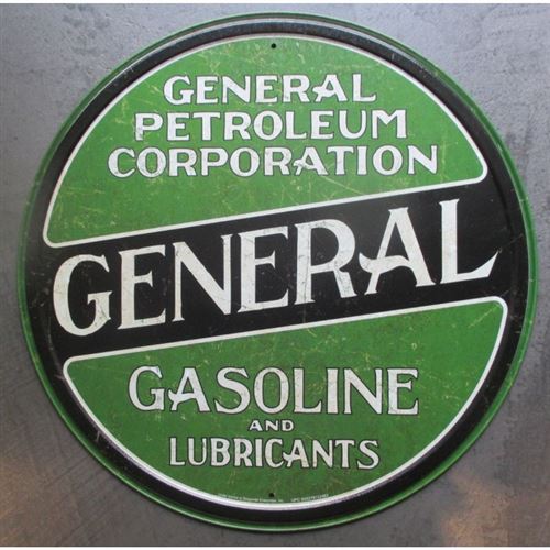 plaque general gasoline petroleum affiche déco metal pub 30cm