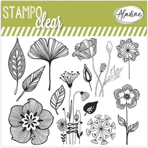Tampon clear Aladine - Fleurs - Planche 15 x 12,5 cm - 12 Stampo'clear