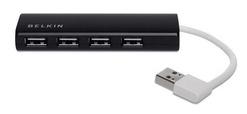 Belkin - Hub de Voyage 4 Ports USB 2.0 (auto-alimenté) - Série Ultra-Fine - Noir