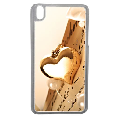 Coque Coeur D'or Sur Livre Compatible Htc Desire 816 Transparent