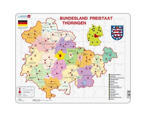 Puzzle 70 Pièces : Puzzle Cadre - Bundesland : Freistaat Thüringen (en Allemand), Larsen