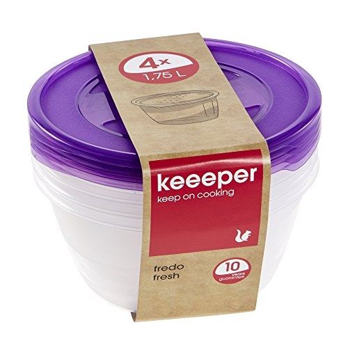 Keeeper 3068551700000 fredo fresh boîte de nourriture rond polypropylène violet 19,5 x 19,5 x 9 cm 4 pièces